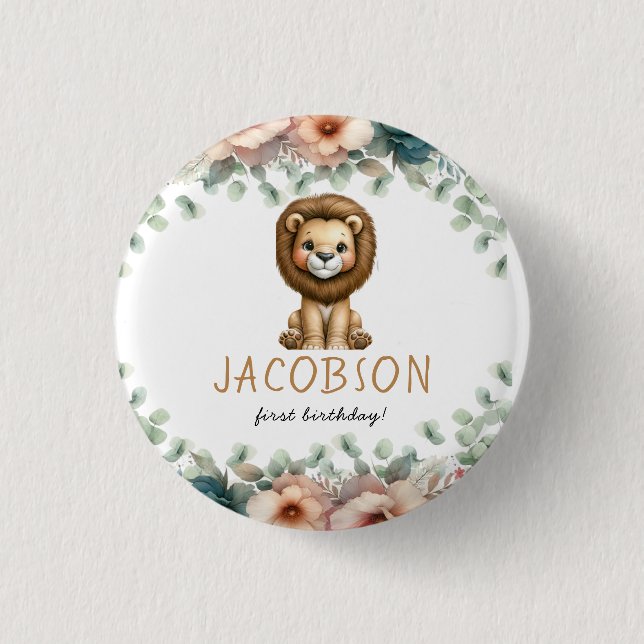 Budget Wild One Safari Animals Boy Birthday Party Button (Vorderseite)
