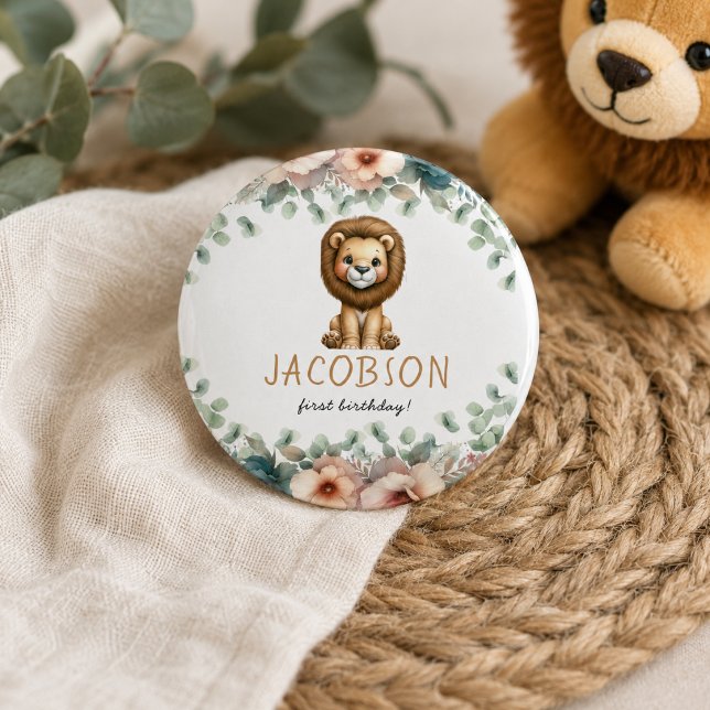 Budget Wild One Safari Animals Boy Birthday Party Button (Budget Wild One Safari Animals Boy Birthday Party Button)