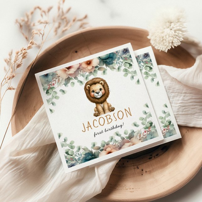 Budget Wild One Safari Animals Boy Birthday Party Serviette (Von Creator hochgeladen)