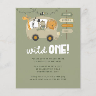 Budget Wild One Safari Tiere 1. Geburtstag Grün