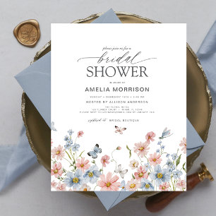 Budget Wildblume Blue Bridal Dusche Einladung