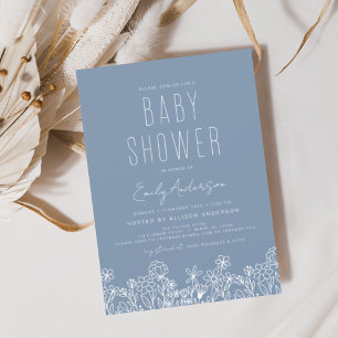 Budget Wildblume Boho Baby Shower Dusty Blue