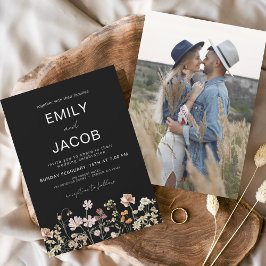 Budget Wildblume Boho Foto Hochzeit Einladung Flyer