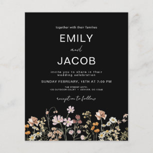 Budget Wildblume Boho Foto Hochzeit Einladung Flyer