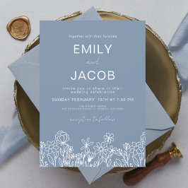 Budget Wildblume Dusty Blue Botanical Wedding Flyer