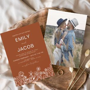 Budget Wildblume Foto Burnt Orange Wedding Flyer