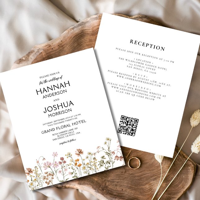 Budget Wildblume Rustic Boho Hochzeit Einladung Flyer (Von Creator hochgeladen)