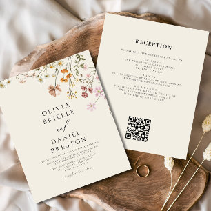 Budget-Wildblumen Alles-in-Einem-QR-Code-Hochzeit Flyer