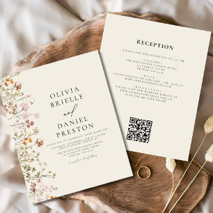 Budget-Wildblumen-Hochzeit Alles in Einem QR-Code Flyer
