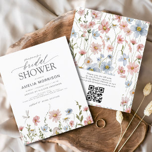 Budget-Wildblumen-QR-Code-Hochzeitsdusche-Einladun