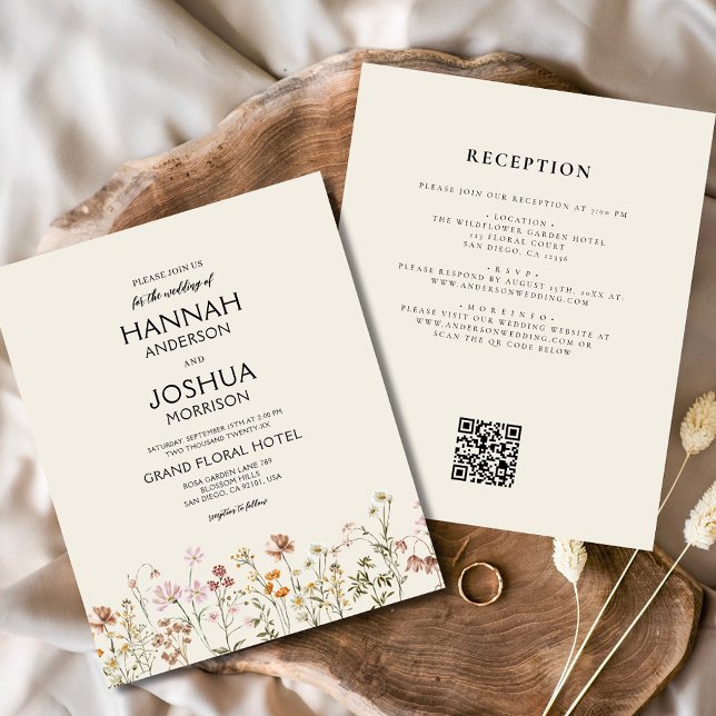 Budget-Wildblumen-QR-Code-Hochzeitseinladung (Von Creator hochgeladen)