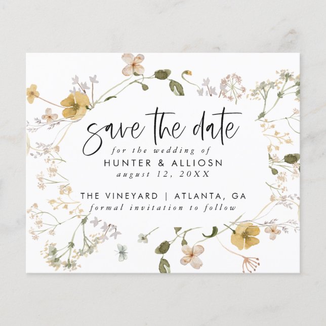 Budget Wilde Blume Save the Date Flyer (Vorne)