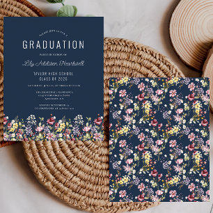 Budget-Wildflower-Muster-Navyblau-Abschlussfeier