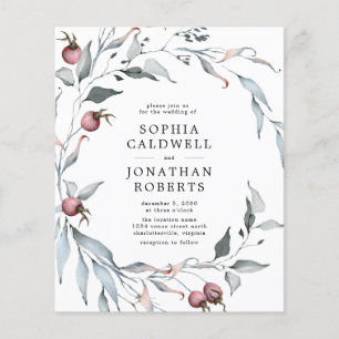 Budget Winter Beeren QR-Code Hochzeitseinladung