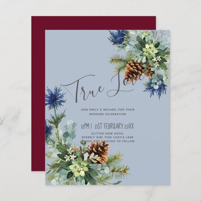 BUDGET Winter Blue Thistle Eukalyptus Wedding (Vorne/Hinten)