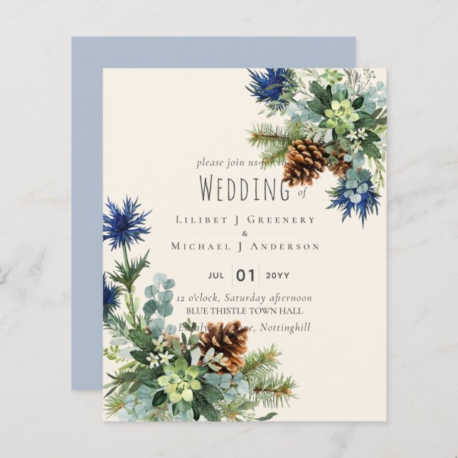 BUDGET Winter Blue Thistle Eukalyptus Wedding (Vorne/Hinten)