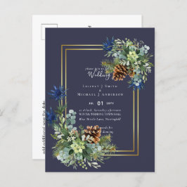 BUDGET Winter Blue Thistle Wedding lädt ein Postkarte