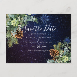 BUDGET Winter Eukalyptus Pine Cones Wedding Postkarte