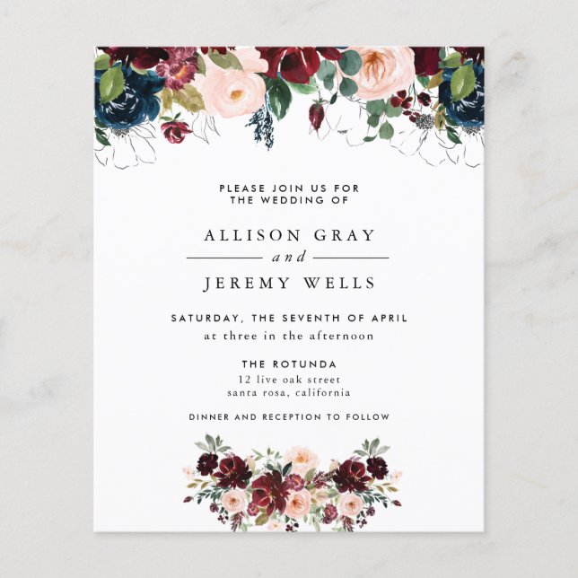 Budget Winter Floral Wedding Flyer (Vorderseite)