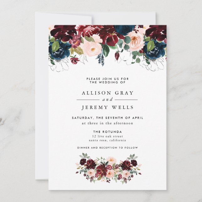 Budget Winter Floral Wedding Flyer Einladung (Vorderseite)