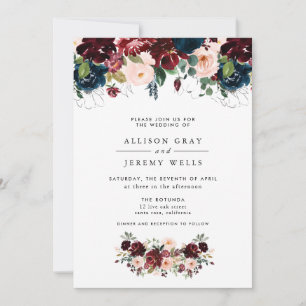 Budget Winter Floral Wedding Flyer Einladung