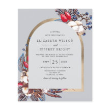 Budget Winter Florals Arched Wedding Einladung