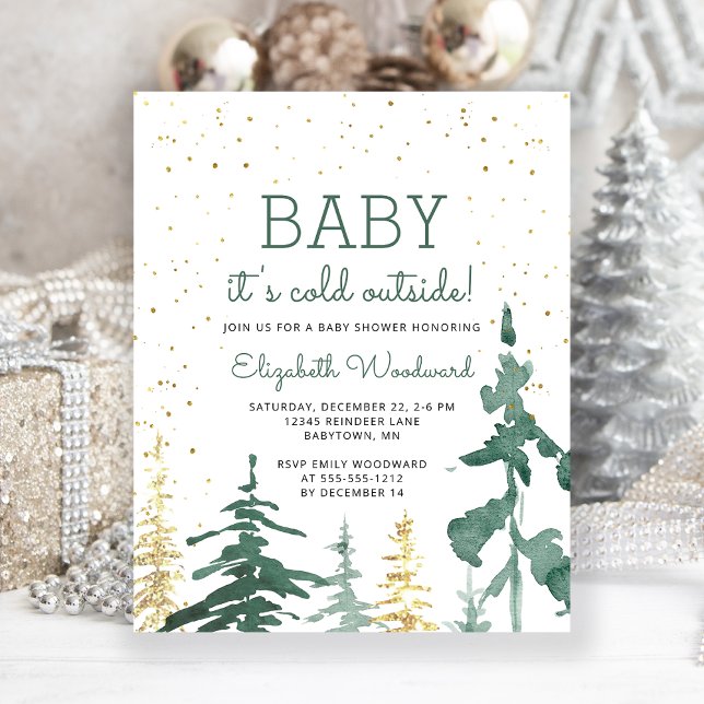 Budget Winter Forest Baby Shower Einladung (Von Creator hochgeladen)