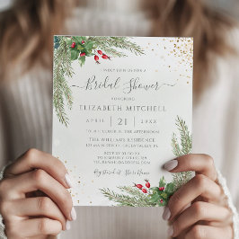 Budget Winter Greenery Bridal Dusche Einladung