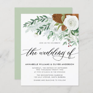 Budget Winter Greenery Hochzeitseinladung