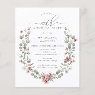 Budget Winter Greenery Red Floral 100. Geburtstag