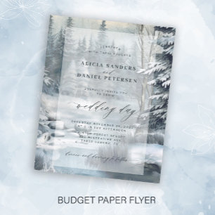 Budget Winter-Schnee-Kiefer-Wald-Hochzeitseinladun Flyer