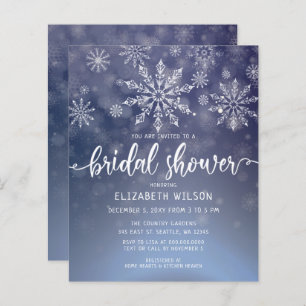 Budget Winter Snowflakes Bridal Dusche Einladung