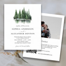 Budget Winter Wald Foto QR Code Hochzeit einladen