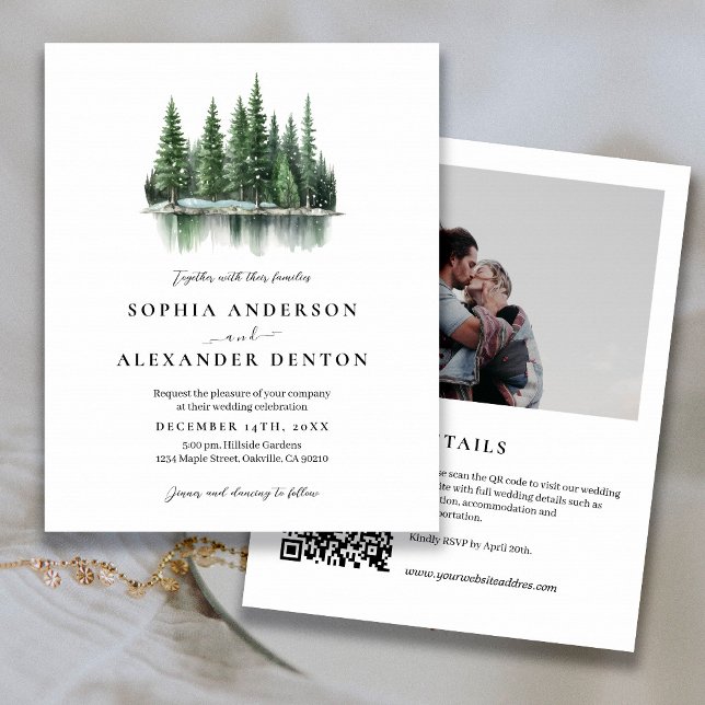 Budget Winter Wald Foto QR Code Hochzeit einladen (Von Creator hochgeladen)