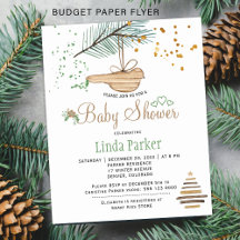 Budget-Winter-Wald-rustikale Babyparty-Einladung