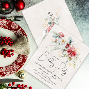 Budget Winter Wasserfarben Blume 60. Geburtstag