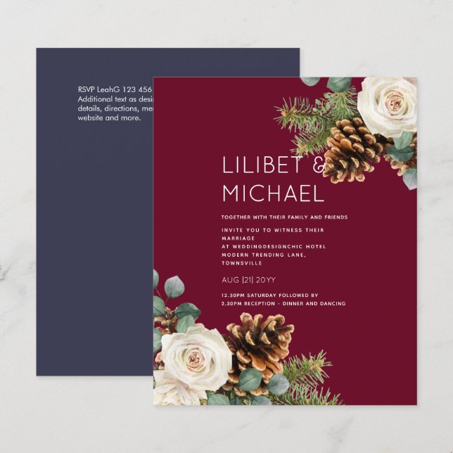 BUDGET Winter Wedding Eukalyptus Grüne Rose (Vorne/Hinten)