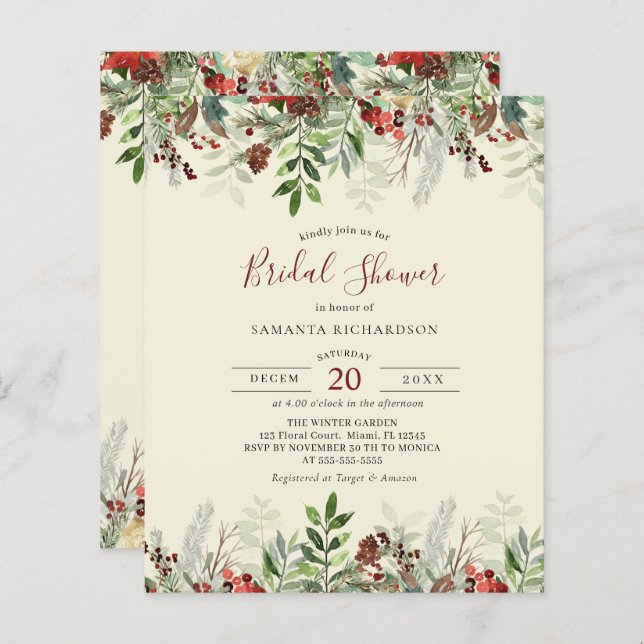 Budget Winter Wedding Floral Berry Brautparty (Vorne/Hinten)