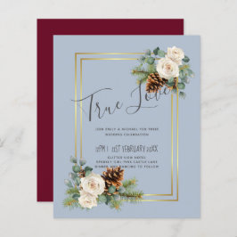 BUDGET Winter Wedding White Roses Gold Dusty Blue