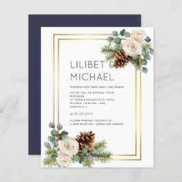 BUDGET Winter Wedding White Roses Gold Dusty Blue