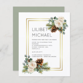 BUDGET Winter Wedding White Roses Gold Dusty Blue