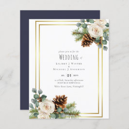 BUDGET Winter Wedding White Roses Gold Dusty Blue