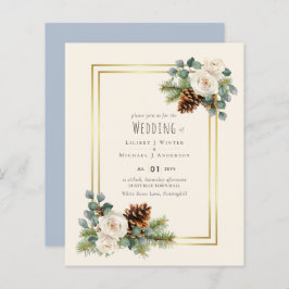 BUDGET Winter Wedding White Roses Gold Dusty Blue