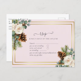 BUDGET Winter Wedding White Roses Gold Dusty Blue Postkarte