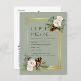 BUDGET Winter Wedding White Roses Gold Dusty Blue Postkarte