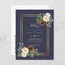 BUDGET Winter Wedding White Roses Gold Dusty Blue