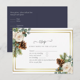 BUDGET Winter Wedding White Roses Gold Dusty Blue Postkarte