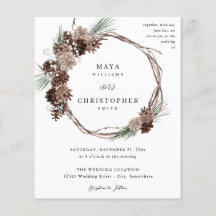 Budget Winter White Floral & Pine Hochzeitskranz