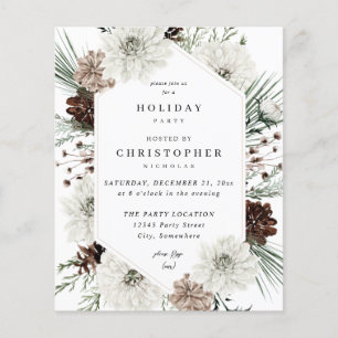 Budget Winter White Floral & Pine XMas or Holiday Flyer