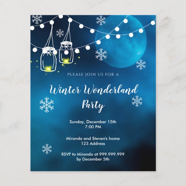 Budget Winter Wunderland Party Blauer Mond (Vorderseite)